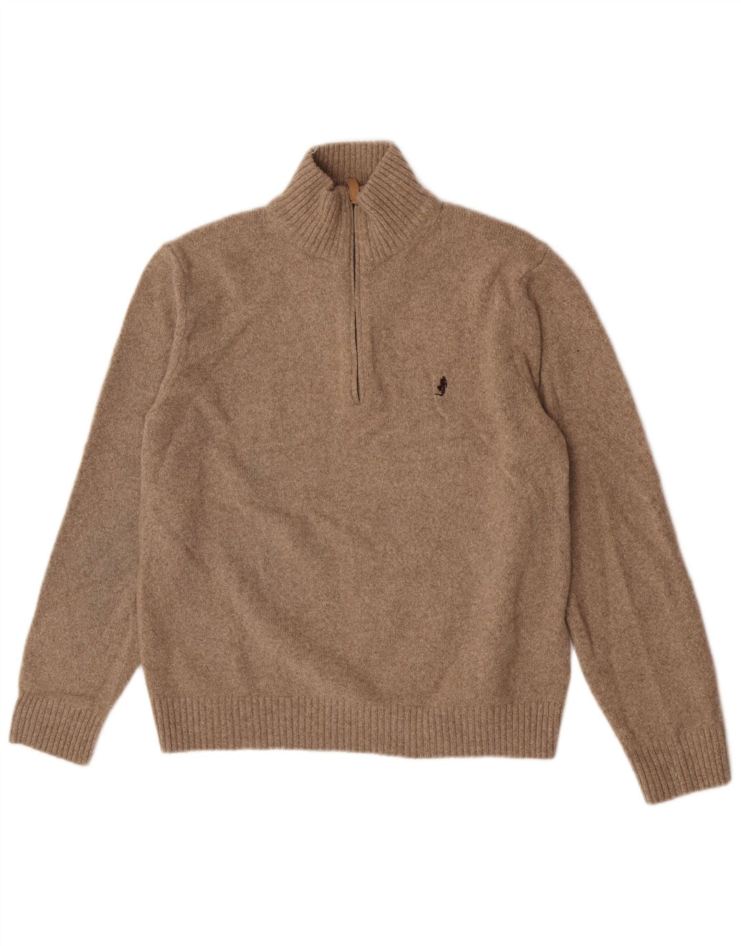 Marlboro Classics Herren-Pullover mit Reißverschluss am Hals, große beige Wolle
