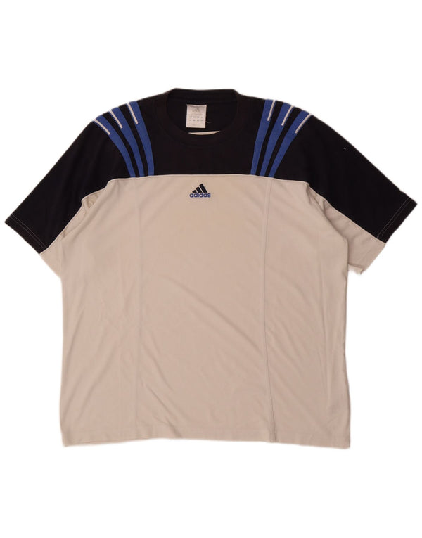 Adidas Herren T-Shirt Top UK 44/46 Large Weiß Colourblock Baumwolle