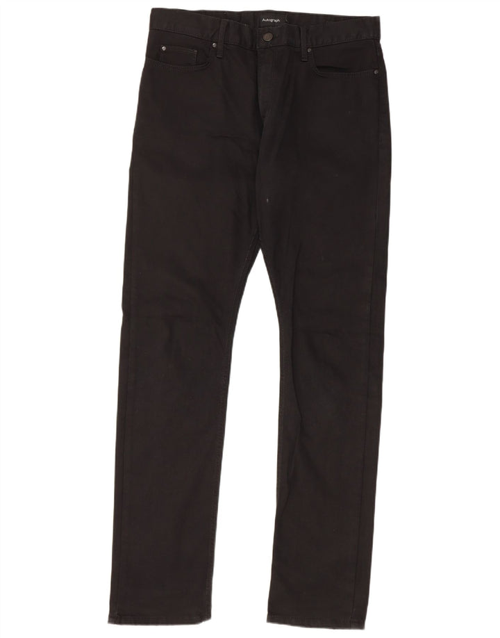 Marks & Spencer Herren Autograph Slim Jeans W32 L33 Schwarze Baumwolle