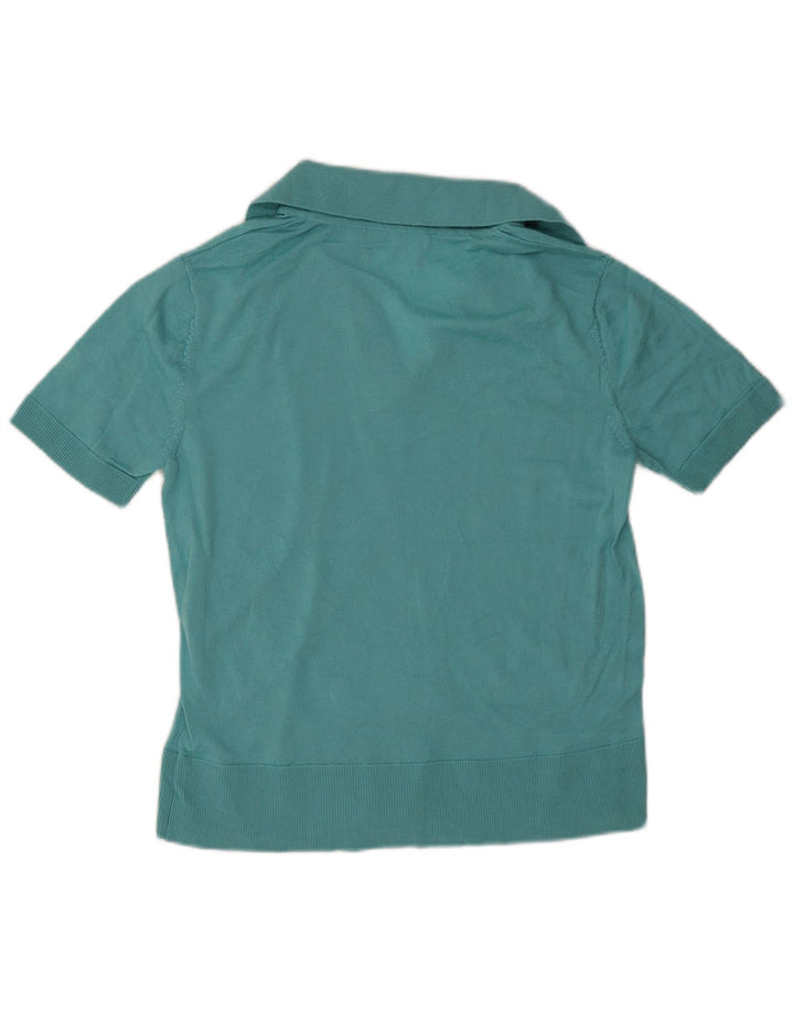 Marks & Spencer Damen Poloshirt UK 12 Mittelblaue Merinowolle