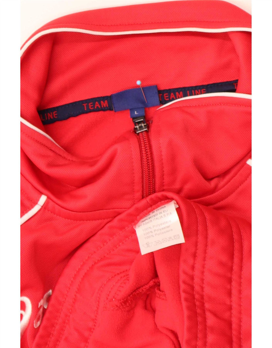 Asics Herren-Trainingsanzug mit grafischem Oberteil, großes rotes Polyester