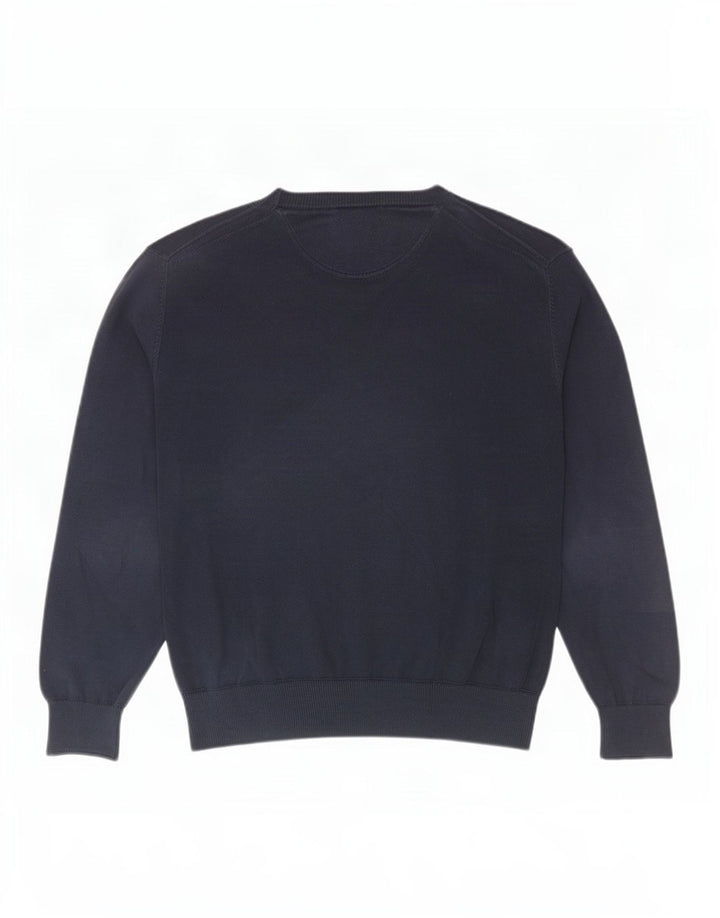 Timberland Herren-Pullover mit V-Ausschnitt aus mittelblauer Baumwolle