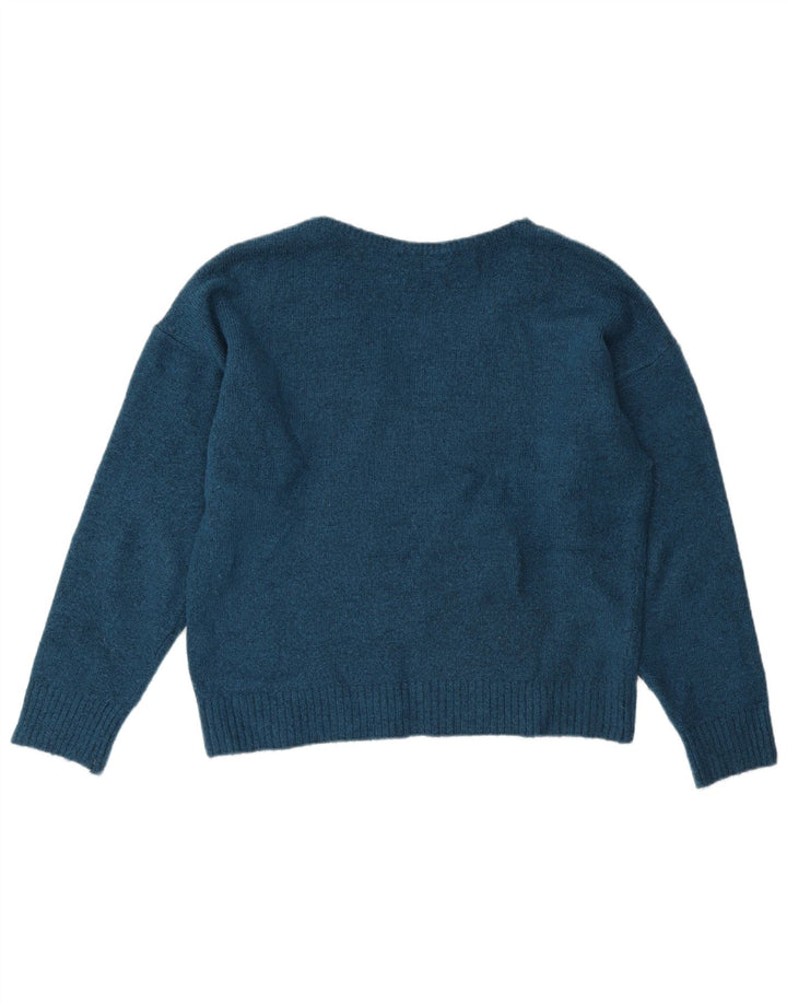 Marks & Spencer Damen-Pullover, übergroß, V-Ausschnitt, Gr. 10, Größe S, Blau