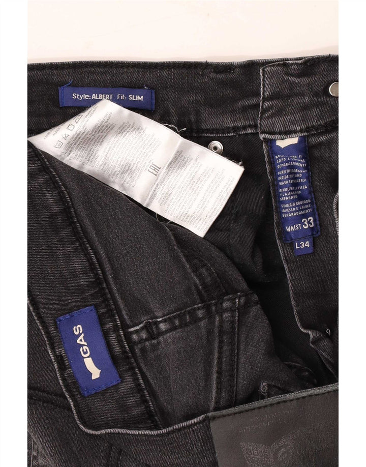 Gas Herren Distressed Slim Jeans W33 L34 Schwarze Baumwolle