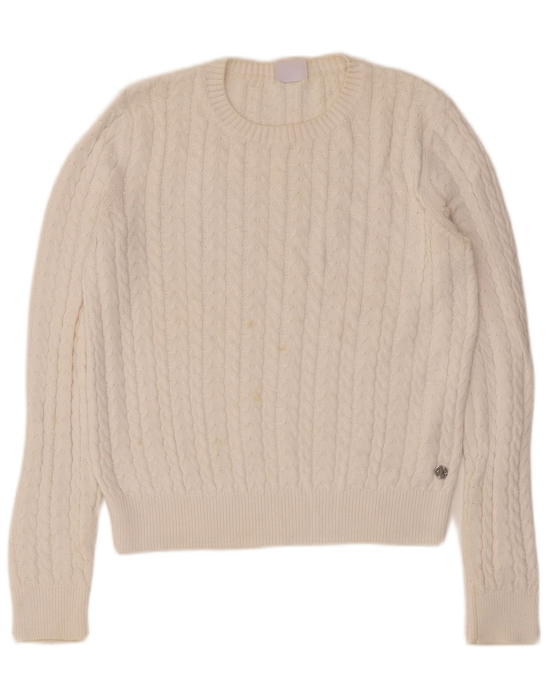Sun68 Damen-Pullover mit U-Boot-Ausschnitt, UK 12, mittelweiße Baumwolle