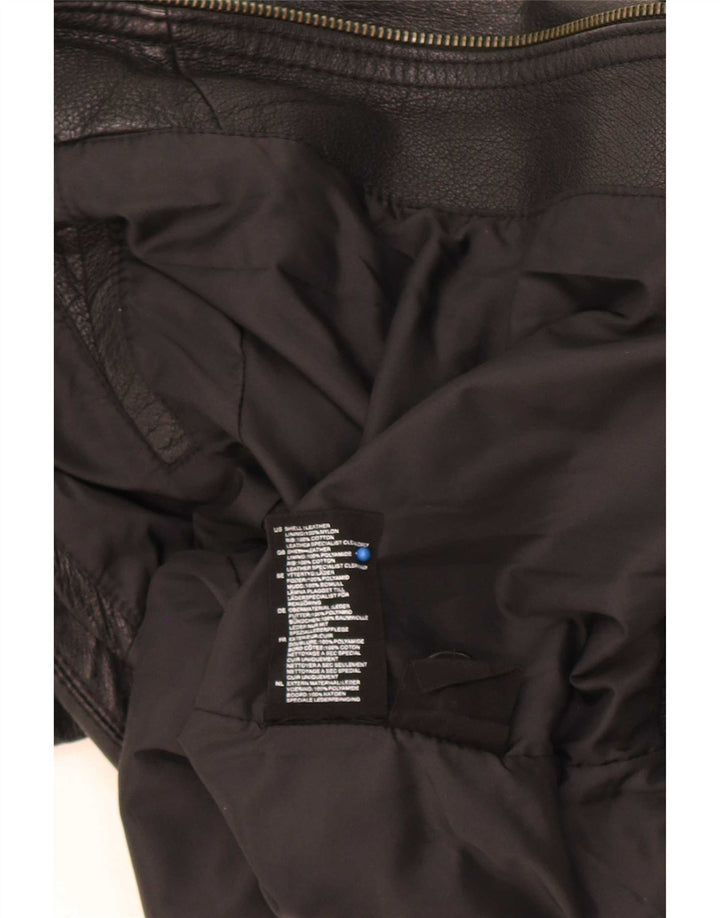 H&M Damen Militärlederjacke UK 14 Mittelschwarz