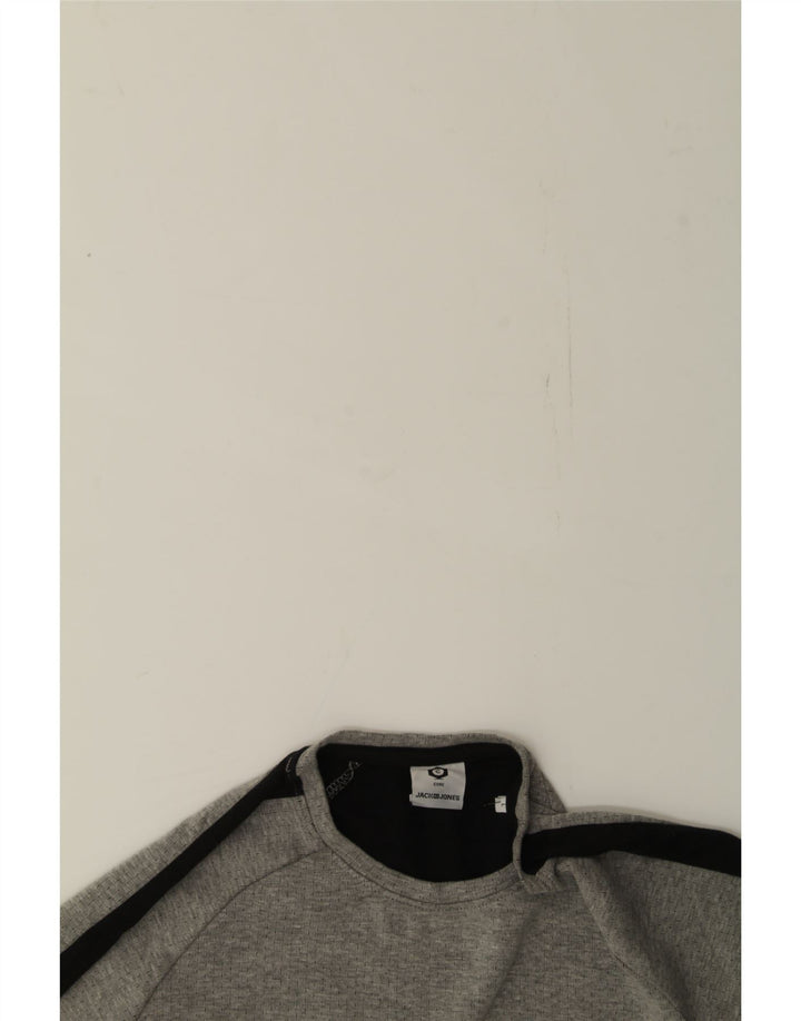 JACK & JONES Mens Sweatshirt Jumper Large Grey Colourblock Cotton Vintage Jack & Jones and Second-Hand Jack & Jones from Messina Hembry 