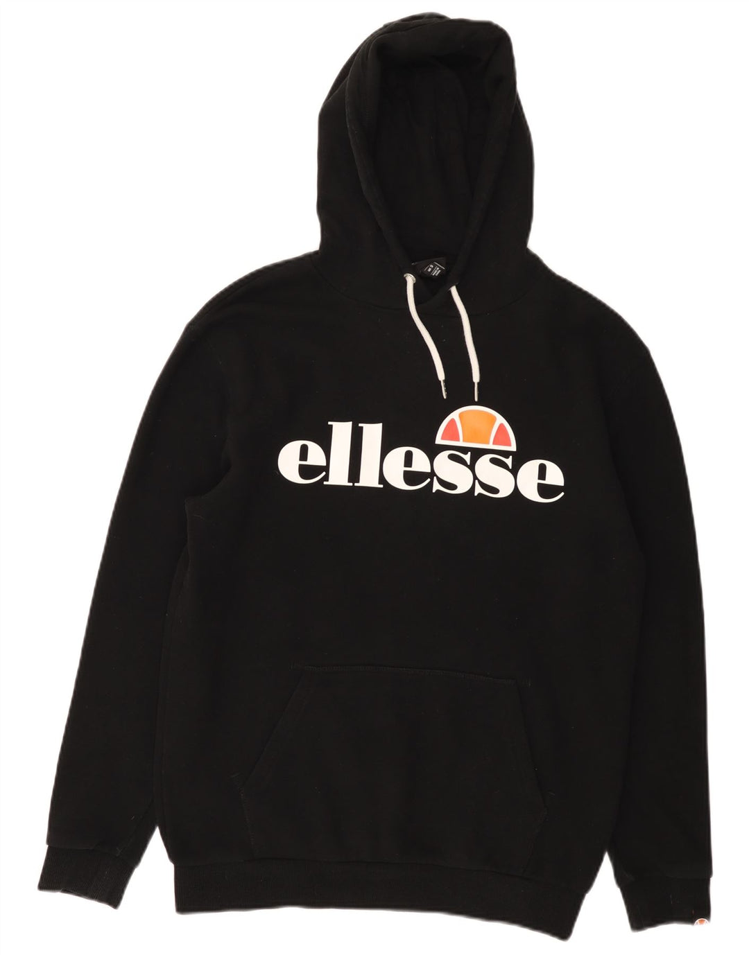 Ellesse Herren-Kapuzenpullover mit Grafik, Größe S, schwarze Baumwolle