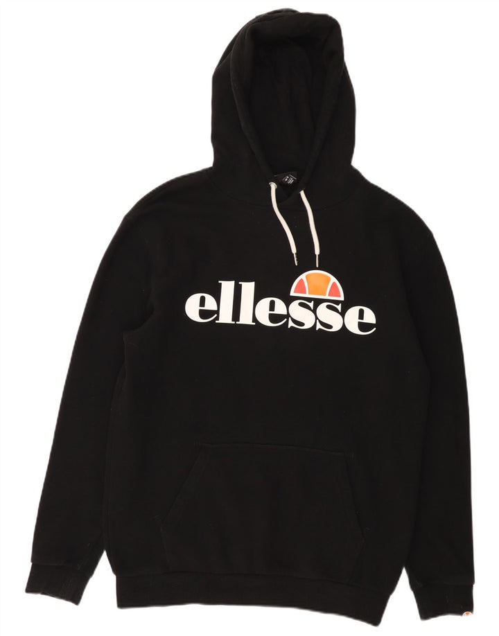 Ellesse Herren-Kapuzenpullover mit Grafik, Größe S, schwarze Baumwolle