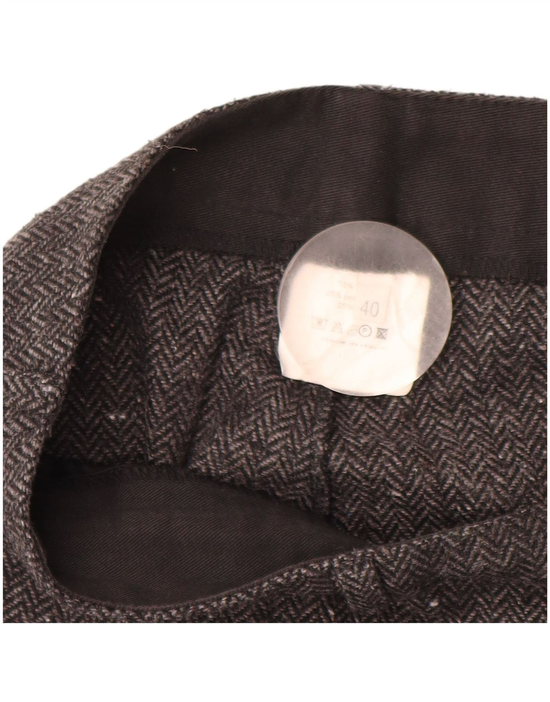 VINTAGE Damen Freizeithose IT 40 Small W28 L32 Graues Fischgrätenmuster