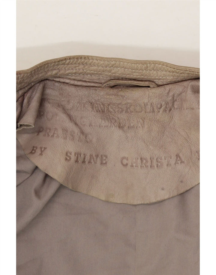 VINTAGE Womens Leather Jacket EU 38 Medium Grey Vintage Vintage and Second-Hand Vintage from Messina Hembry 