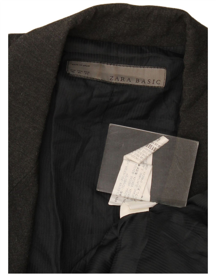Zara Damen 1-Knopf-Blazerjacke UK 16 XL Graues Polyester