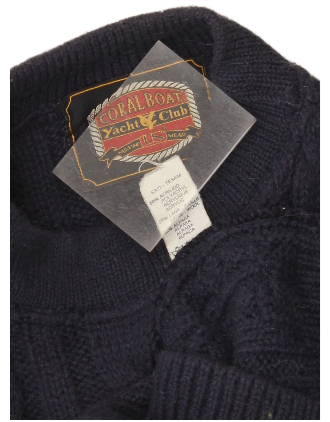 VINTAGE Damen Pullover mit Rundhalsausschnitt UK 18 XL Marineblau Acryl