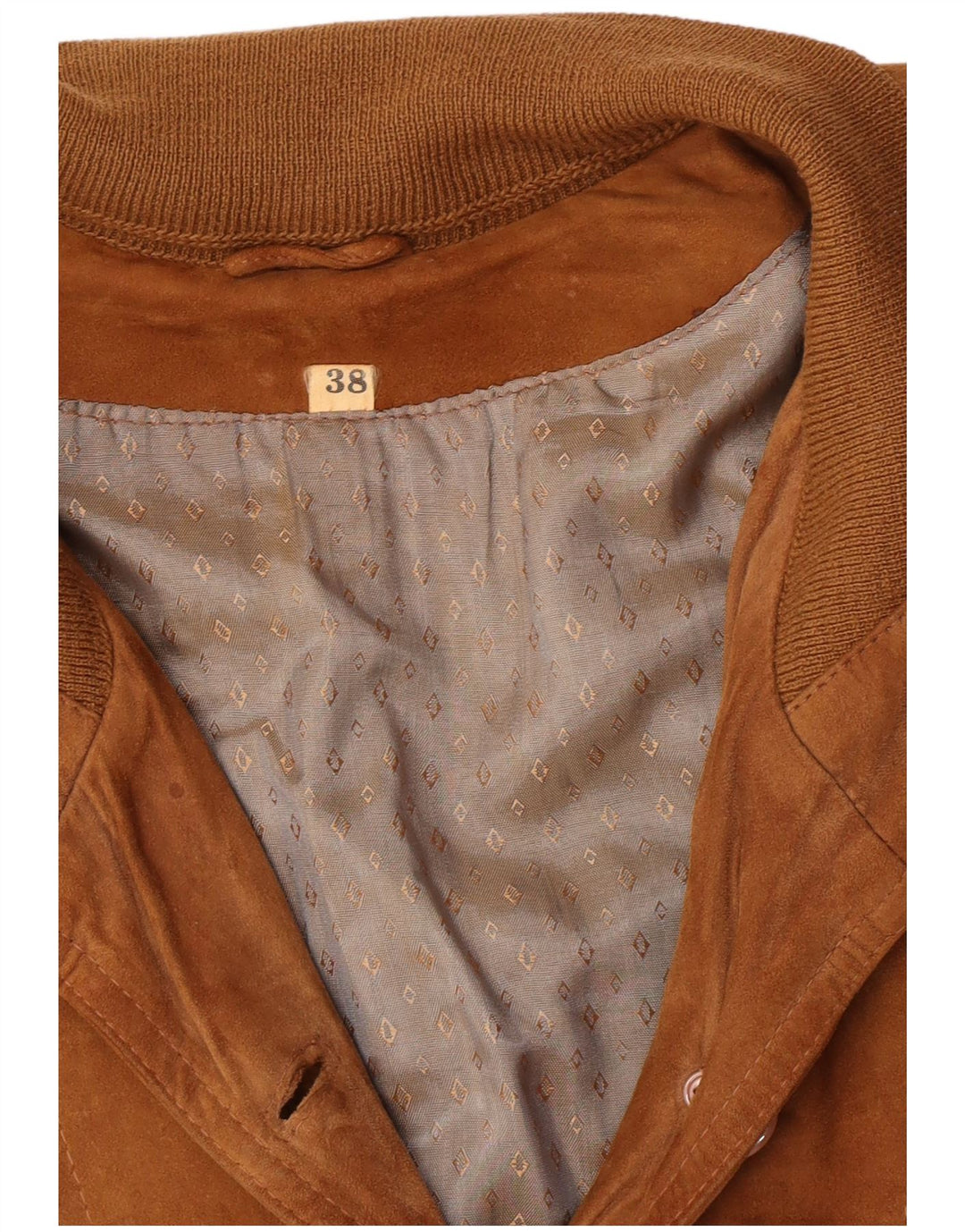 Vintage Damen Wildleder Bomberjacke EU 38 Mittelbraun Retro