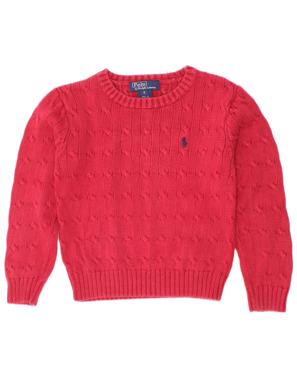 Polo Ralph Lauren Jungen-Pullover mit U-Boot-Ausschnitt, 4–5 Jahre, rote Baumwolle