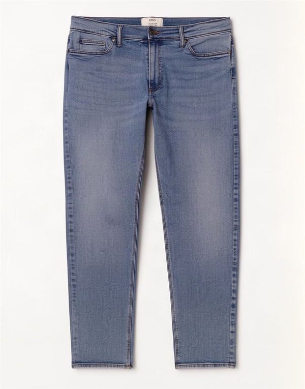 Marks & Spencer Herren Straight Jeans W36 L29 Blaue Baumwolle
