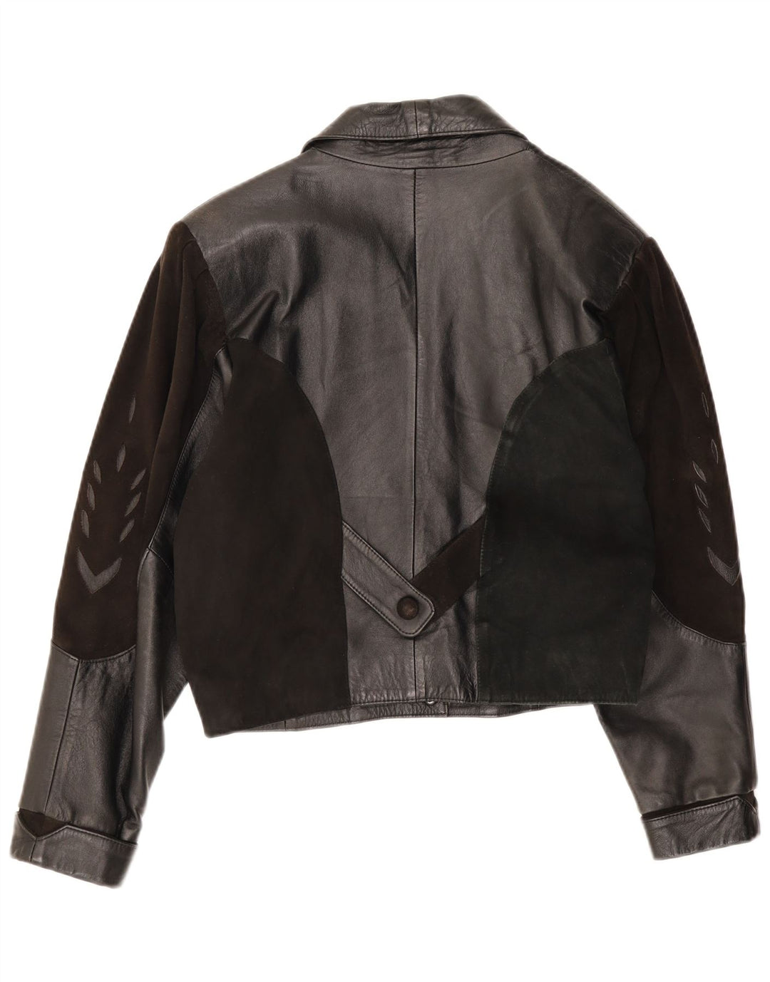 Vintage Damen Lederjacke UK 14 Medium Schwarz Patchwork