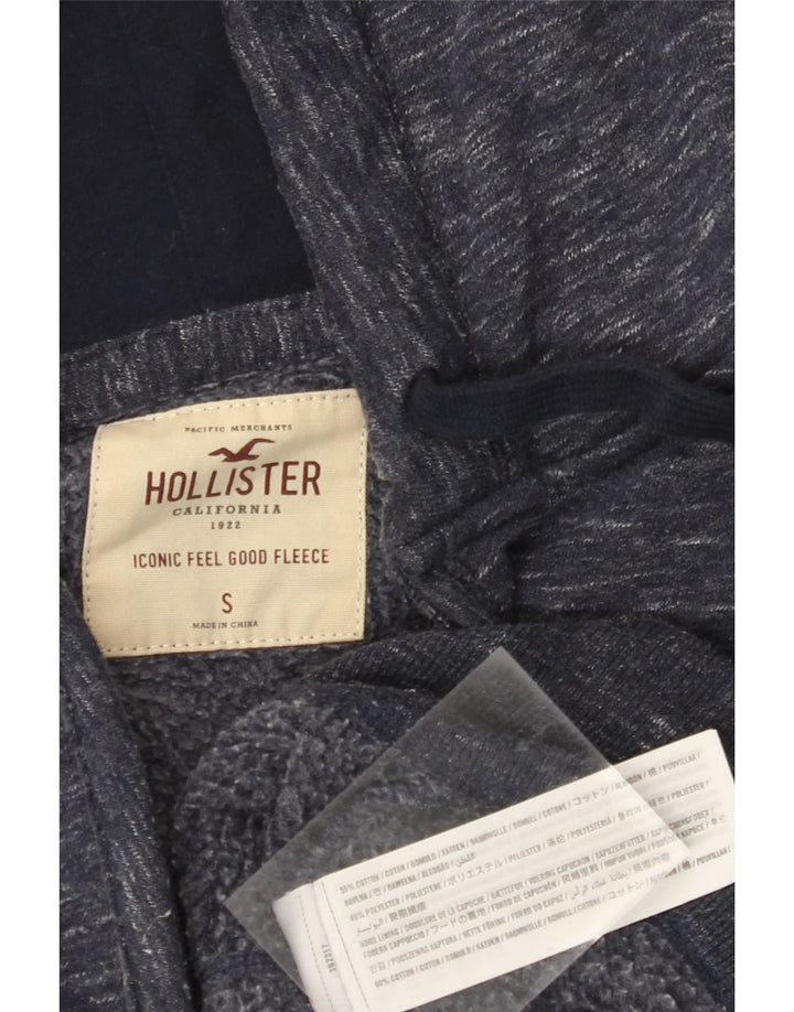 HOLLISTER Herren-Kapuzenpullover mit Reißverschluss, klein, marineblau gesprenkelte Baumwolle