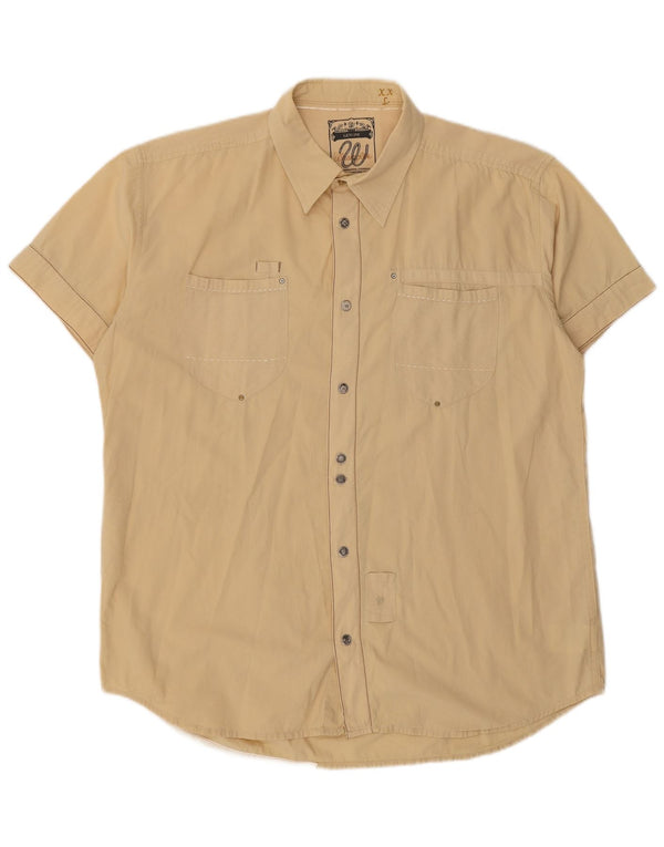 WRANGLER Herren Kurzarmhemd 2XL Beige Baumwolle