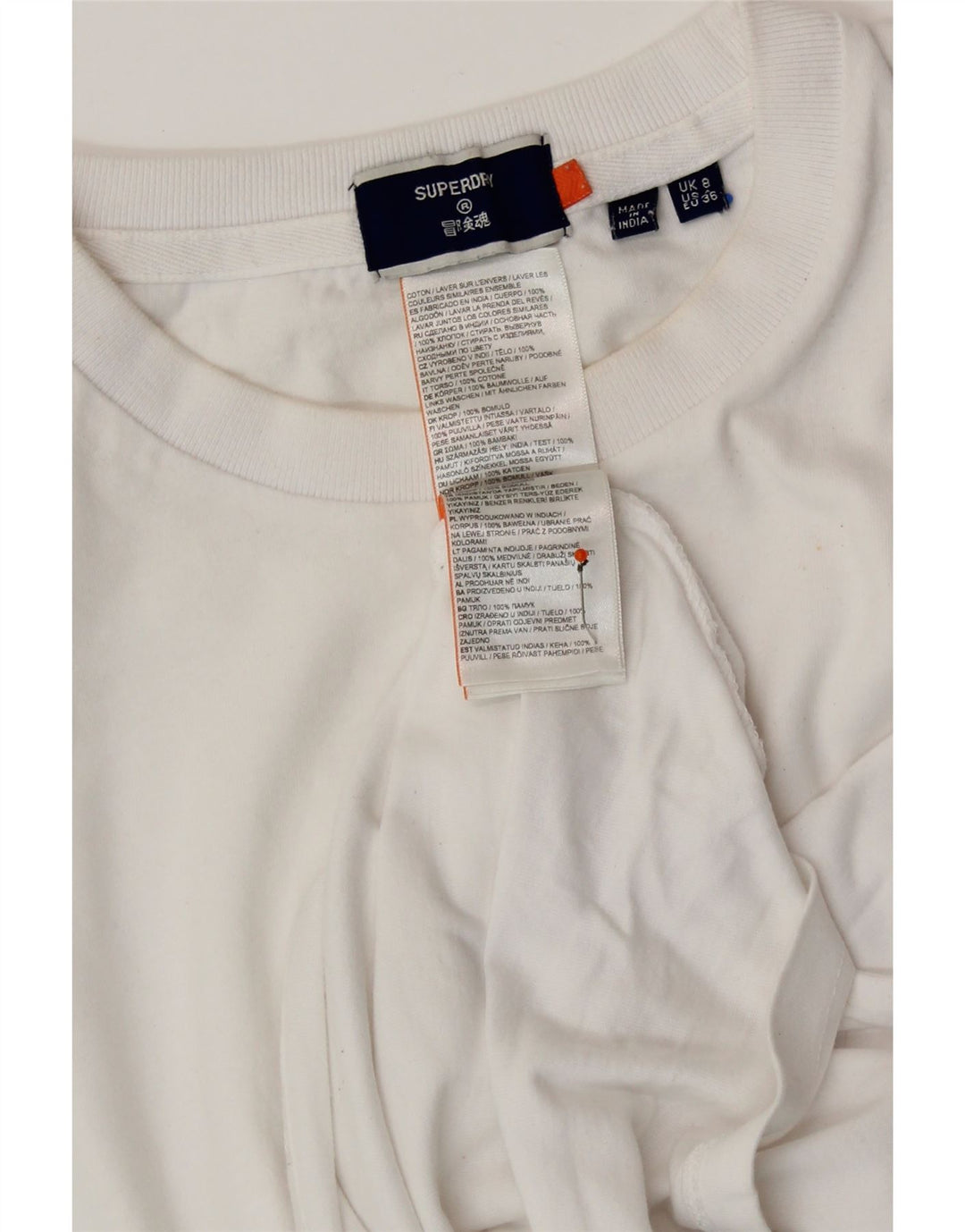 SUPERDRY Damen T-Shirt Top UK 8 Small Weiße Baumwolle