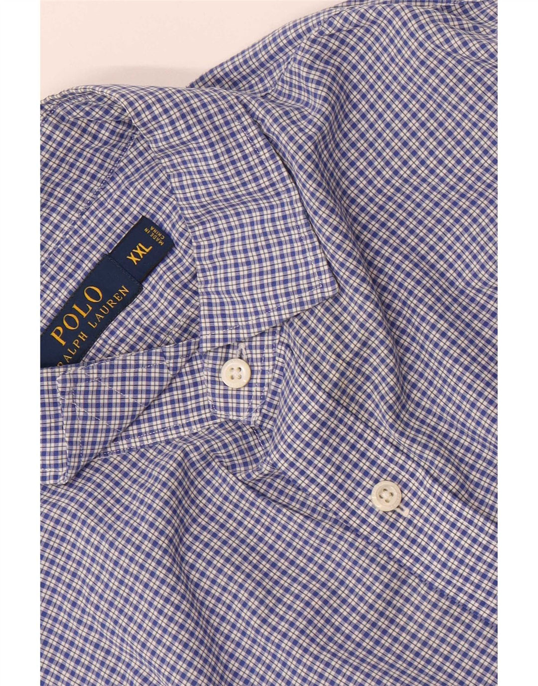 Polo Ralph Lauren Herrenhemd 2XL blau kariert Baumwolle