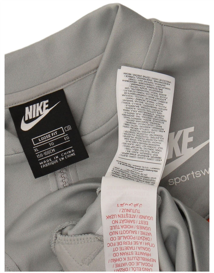 NIKE Mädchen-Trainingsanzugoberteil mit lockerer Passform, 13–14 Jahre, XL, Grau, Farbblock