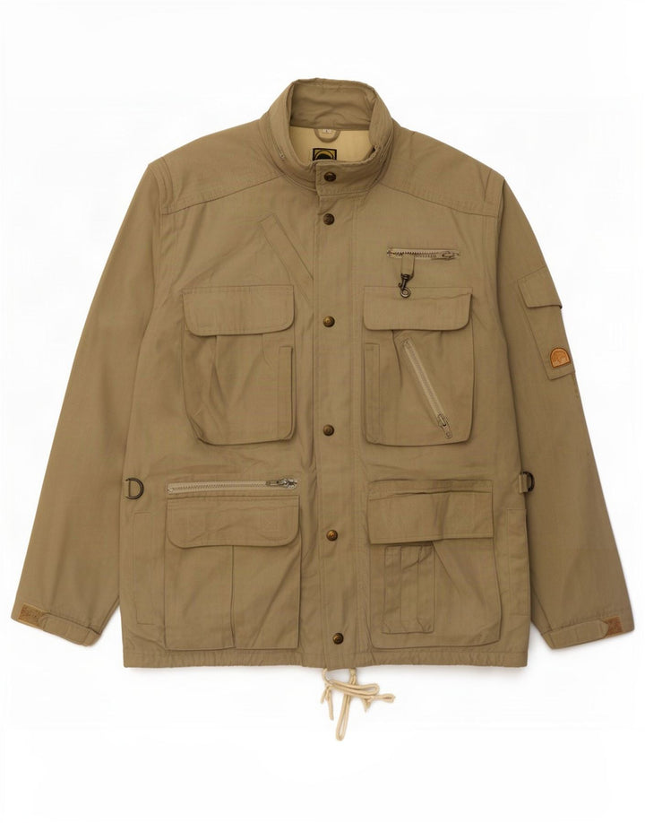 Vintage Herren-Utility-Jacke mit Kapuze, UK 40, Größe L, Beige
