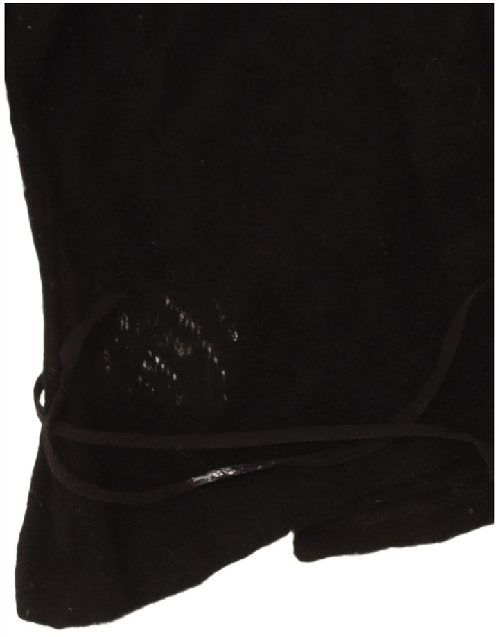 Max & Co. Damen Crop Wrap Cardigan Pullover UK 14 Große schwarze Schurwolle