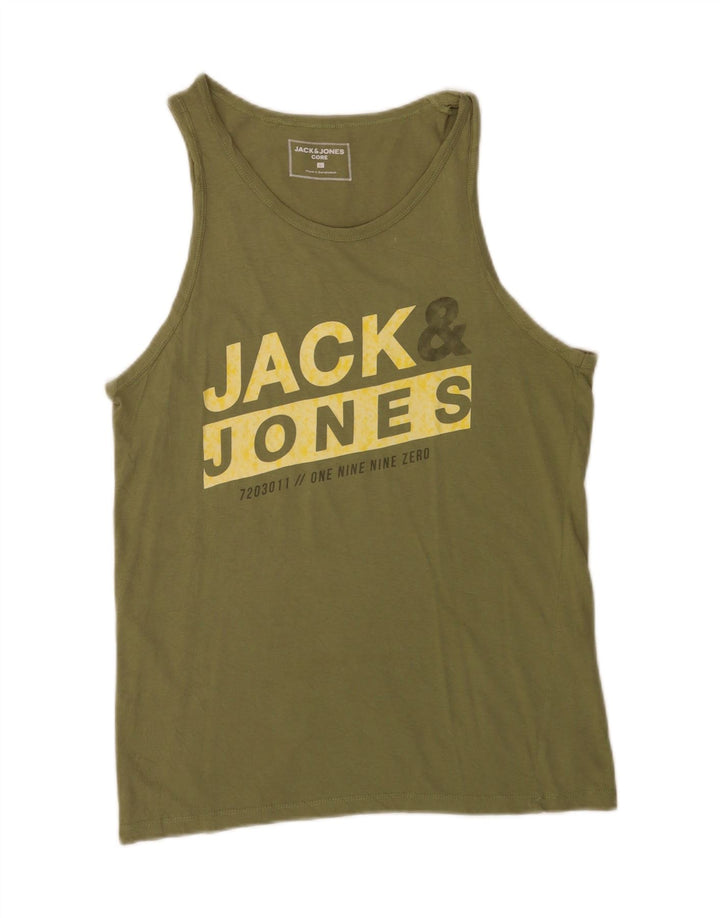 Jack & Jones Herren Grafik-Weste-Top, groß, grüne Baumwolle