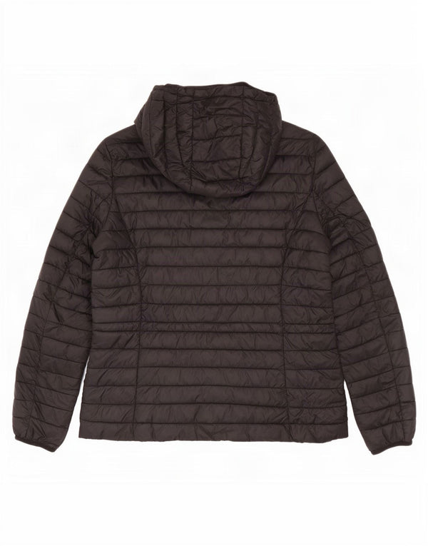 Massimo Dutti Wattierte Damenjacke mit Kapuze, UK 12, Mittelschwarzes Nylon