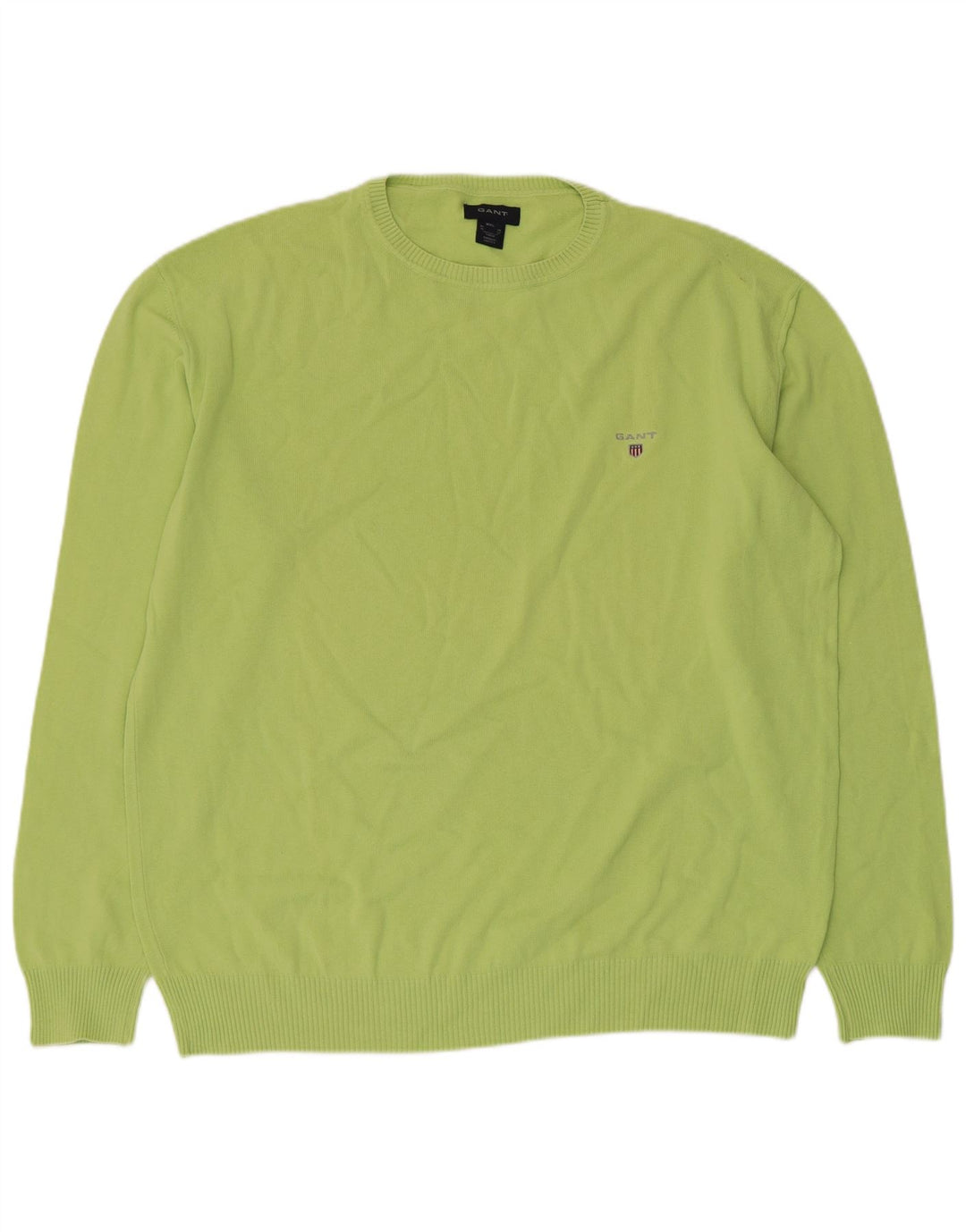 Gant Herren-Pullover mit Rundhalsausschnitt, 2XL, grüne Baumwolle