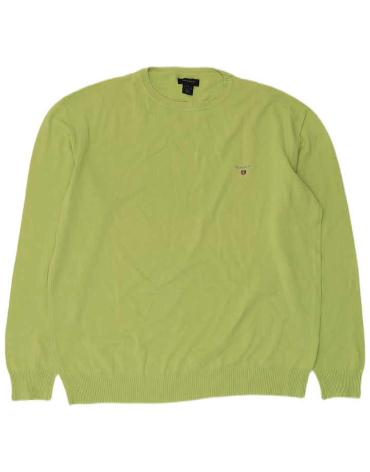 Gant Herren-Pullover mit Rundhalsausschnitt, 2XL, grüne Baumwolle