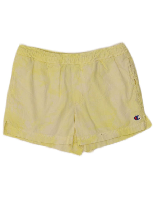 Champion Damen Sportshorts UK 6 XS Gelbe Batik-Baumwolle