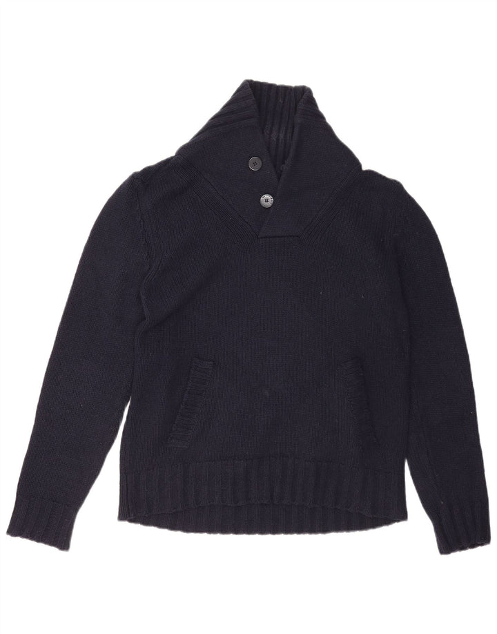 Murphy & Nye Herren-Pullover mit Schalkragen, mittlere marineblaue Viskose