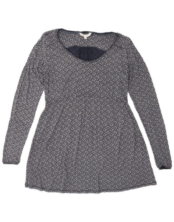 Fat Face Langärmliges A-Linien-Kleid für Damen, UK 14, mittleres Marineblau mit Blumenmuster