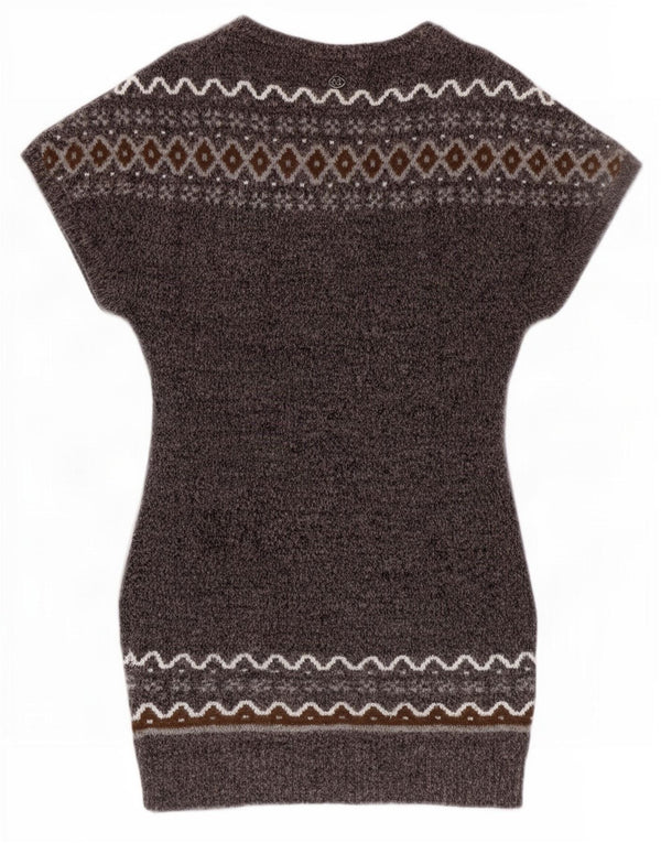 Marlboro Classics Womens Jumper Dress UK 12 Medium Grey Fair Isle