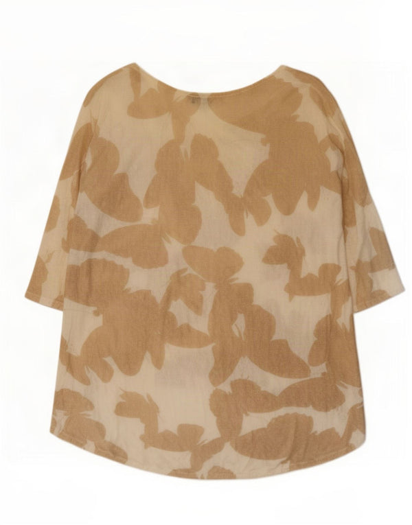 Phase Eight Womens 3/4 Sleeve Tunic Top UK 12 Medium Beige Butterfly