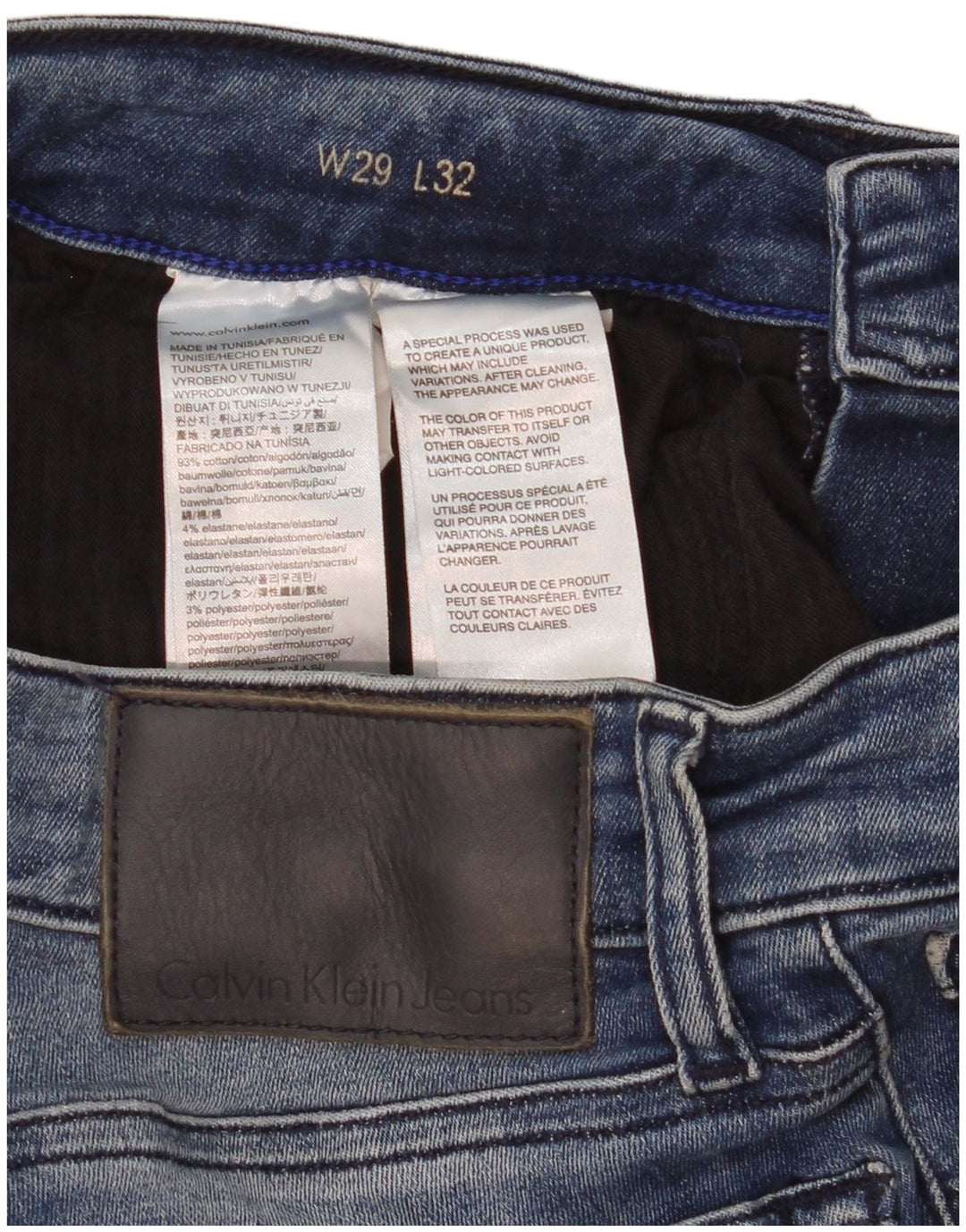 Calvin Klein Damen Slim Jeans W29 L32 Blaue Baumwolle