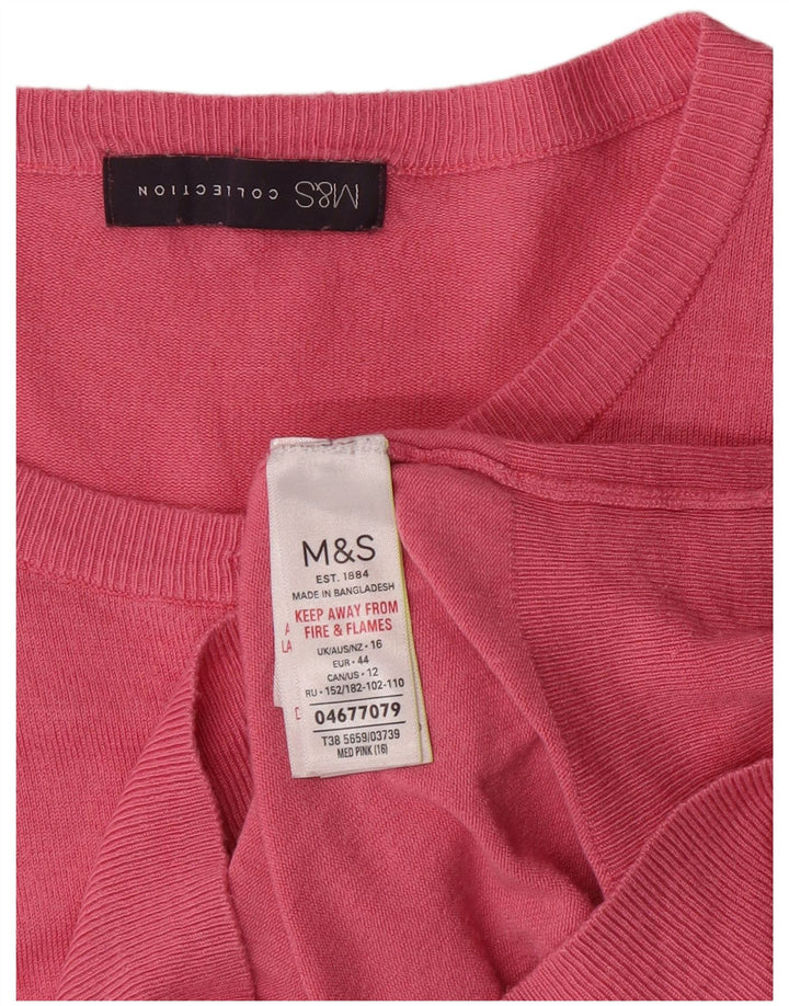 Marks & Spencer Damen-Cardigan-Pullover UK 16 Large Pink Viscose Classic