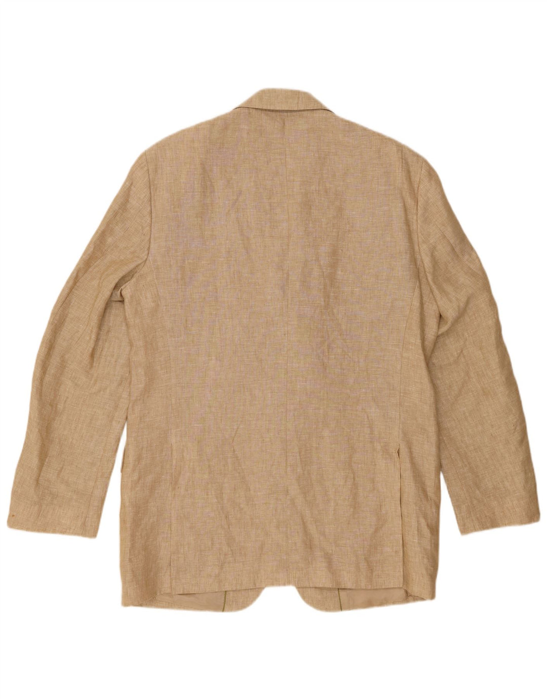 MASSIMO DUTTI Herren-Blazerjacke mit 3 Knöpfen, UK 38, mittelbeiges Leinen