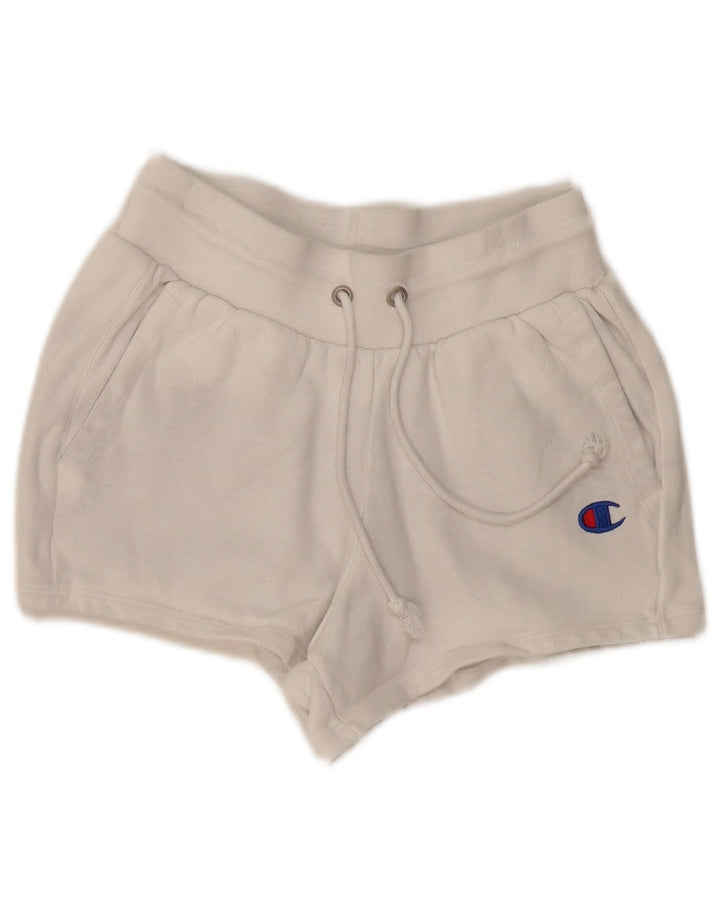 CHAMPION Damen Reverse Weave Sport Shorts UK 10 Small Weiße Baumwolle