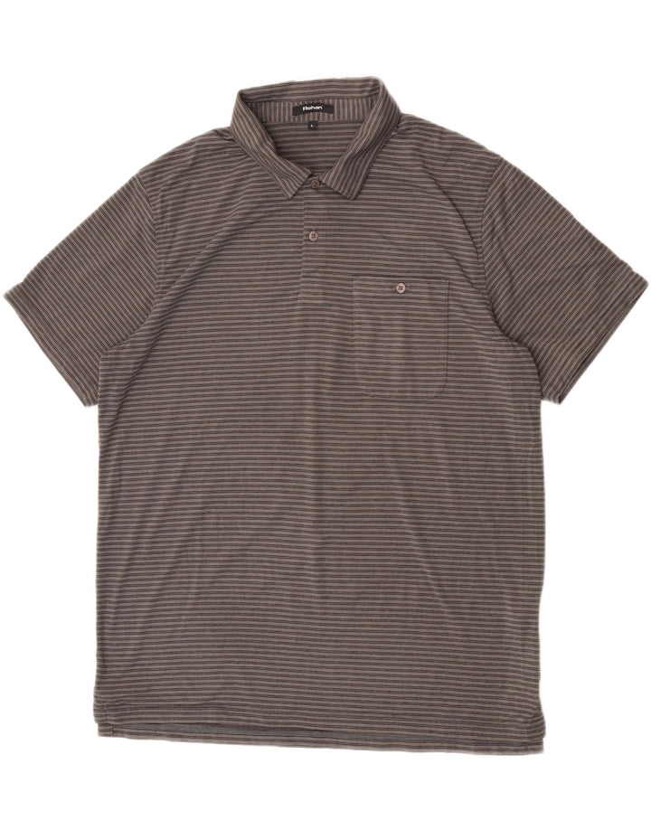 Rohan Herren-Poloshirt, großes graues Nadelstreifen-Polyester