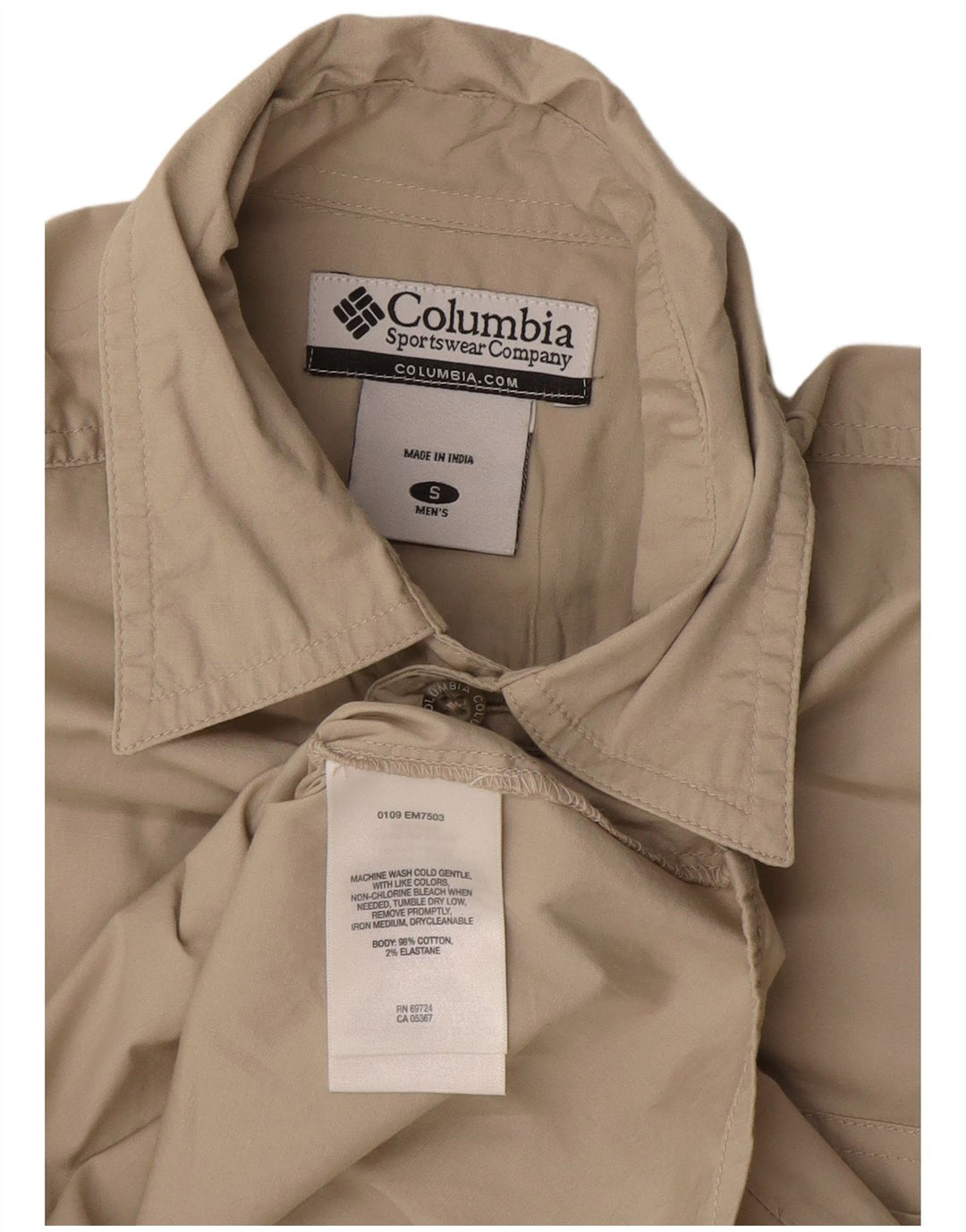 Columbia Herren Kurzarmhemd Small Beige Baumwolle
