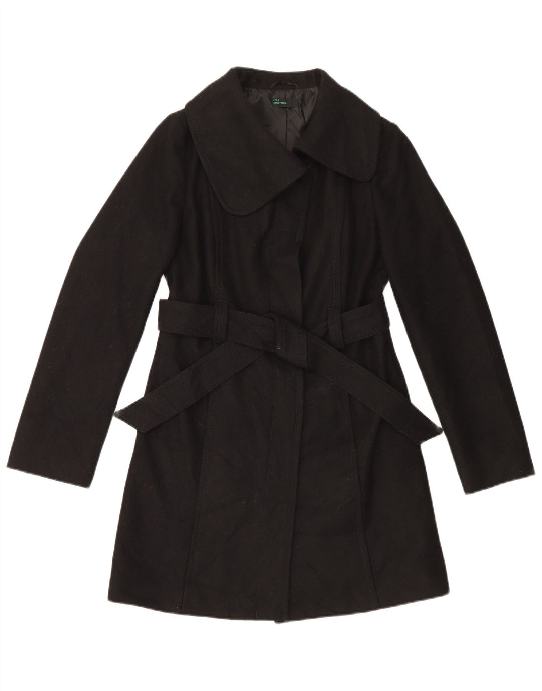 Benetton Damen Mantel IT 40 Small Schwarze Wolle