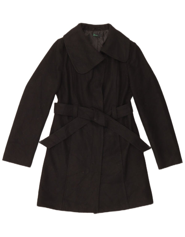 Benetton Damen Mantel IT 40 Small Schwarze Wolle