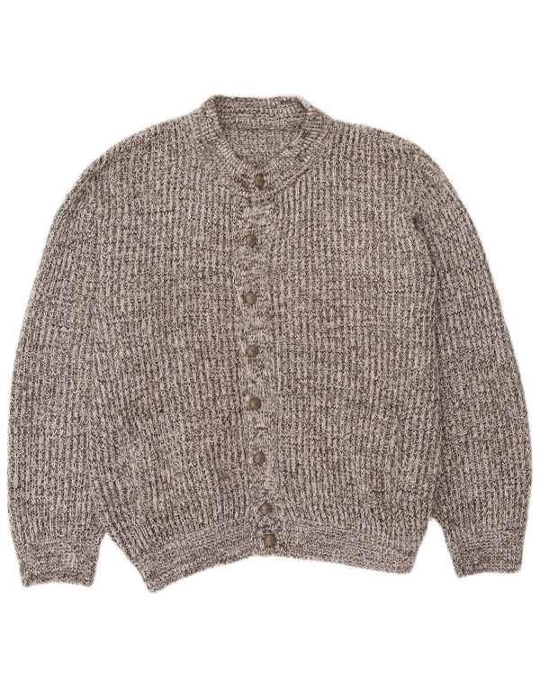 Vintage Mens Cardigan Sweater Large Grey Flecked