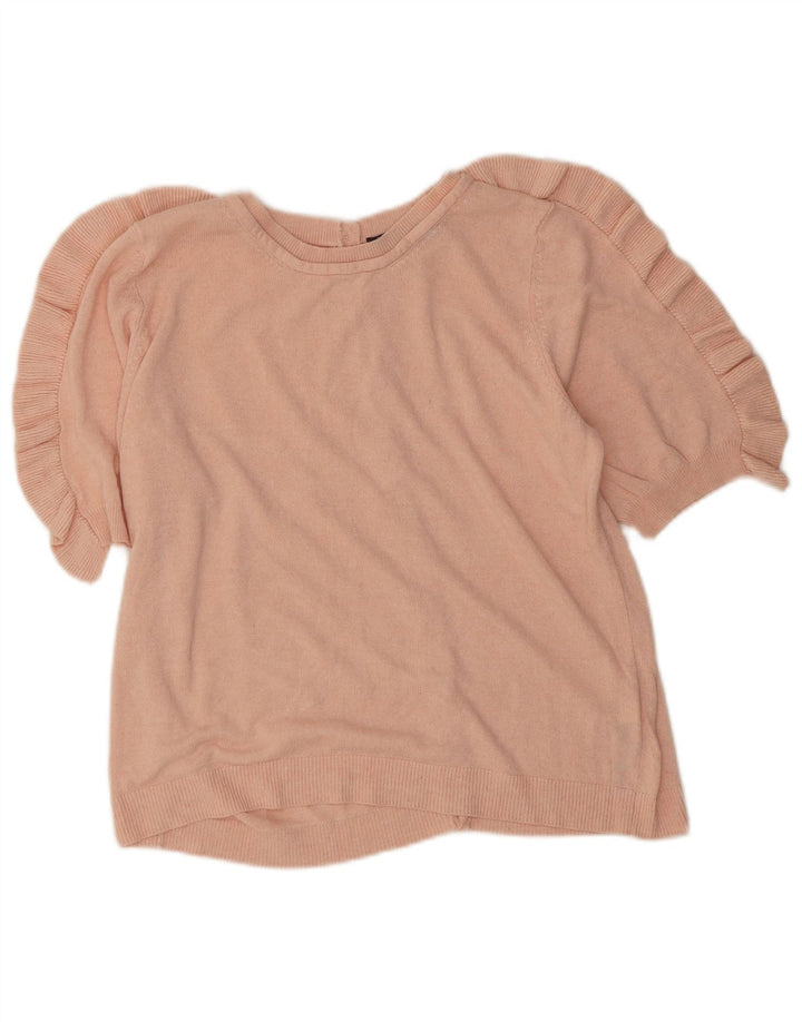 Marks & Spencer Damen-Cardigan mit Rüschen, UK 14, Mittelrosa