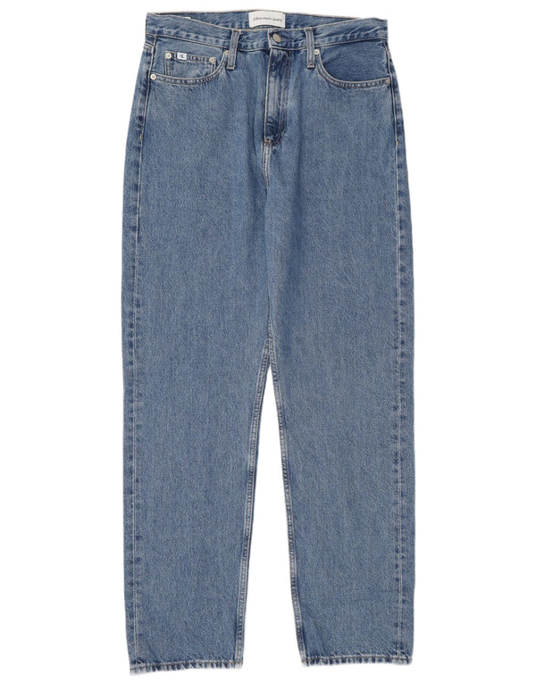 Calvin Klein Damen High Waist Tapered Jeans W31 L30 Blaue Baumwolle