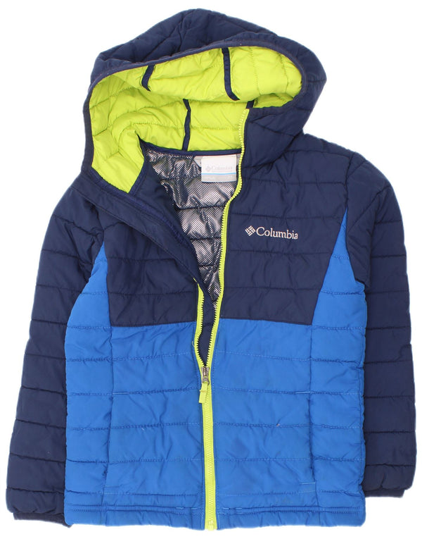 Columbia Wattierte Jacke mit Kapuze für Jungen, 6–7 Jahre, XS, Marineblau, Farbblock