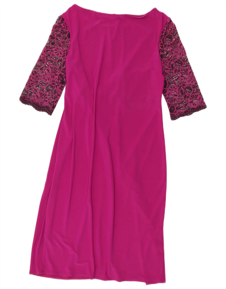 PER UNA Damen-Etuikleid mit 3/4-Ärmeln, Gr. 14, Rosa, Polyester